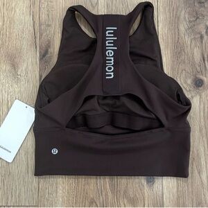 NWT Lululemon Logo Elastic Everlux Shelf Tank Top size 4 in espresso